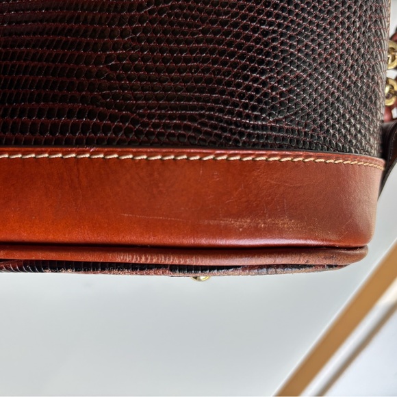 DOONEY AND BOURKE Embossed Lizard Zip Zip Satchel Brown Leather Trim - Picture 13 of 17